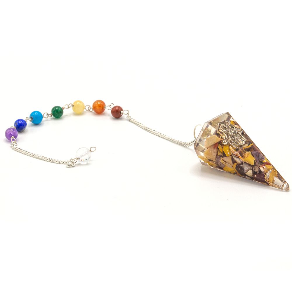 Orgonite Pendulum with Hamsa Design – view 2