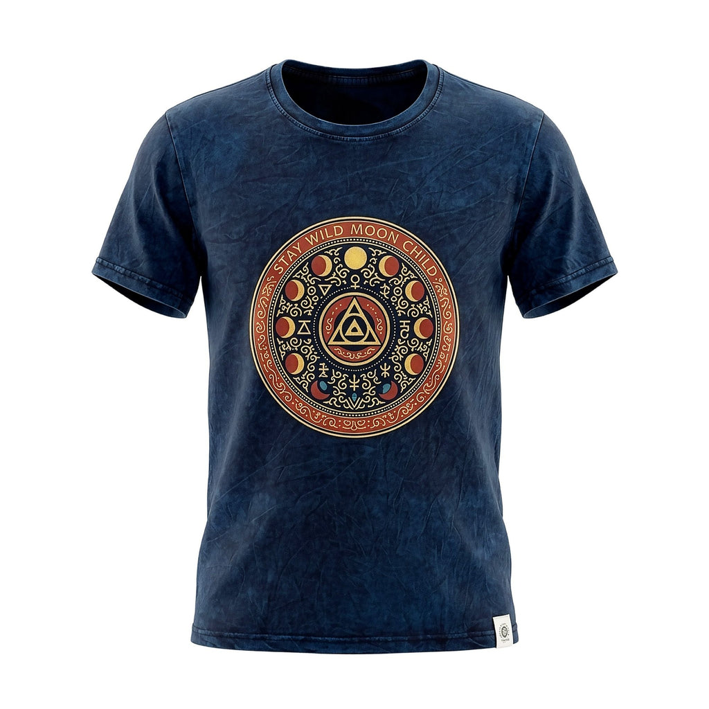 Nomad Sari Stonewashed T-Shirt - Stay Wild Moon Child - Blue - Small – view 2