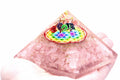 Orgonite Pyramid, Rose Quartz Rainbow Flower of Life, 70mm