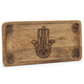 Mango Wood Long Tray 30x15cm, Hamsa Black Engraved