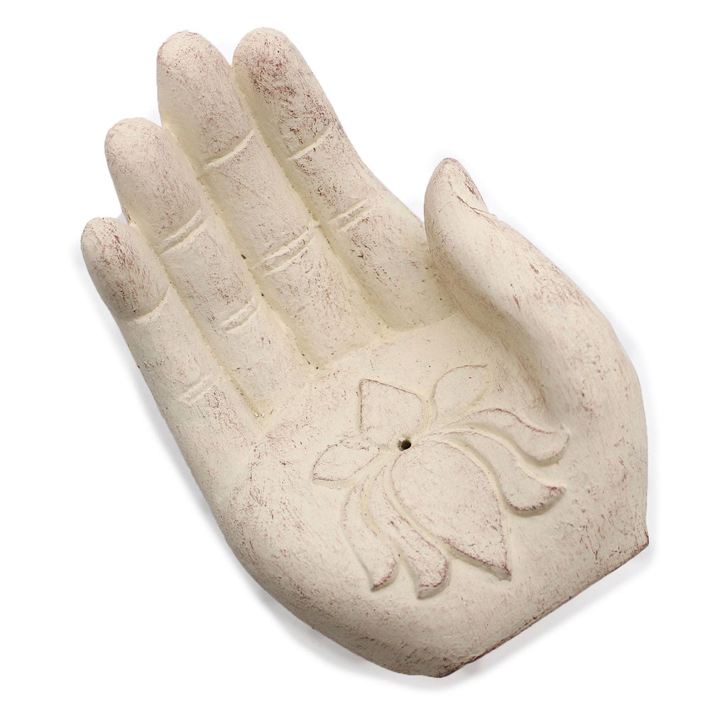 Lotus Hand Incense Burner in White