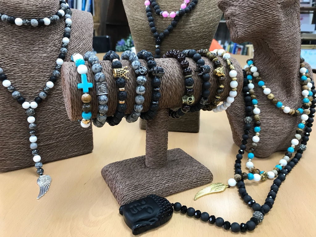Black Agate Bracelet with Hamsa Charm – view 3