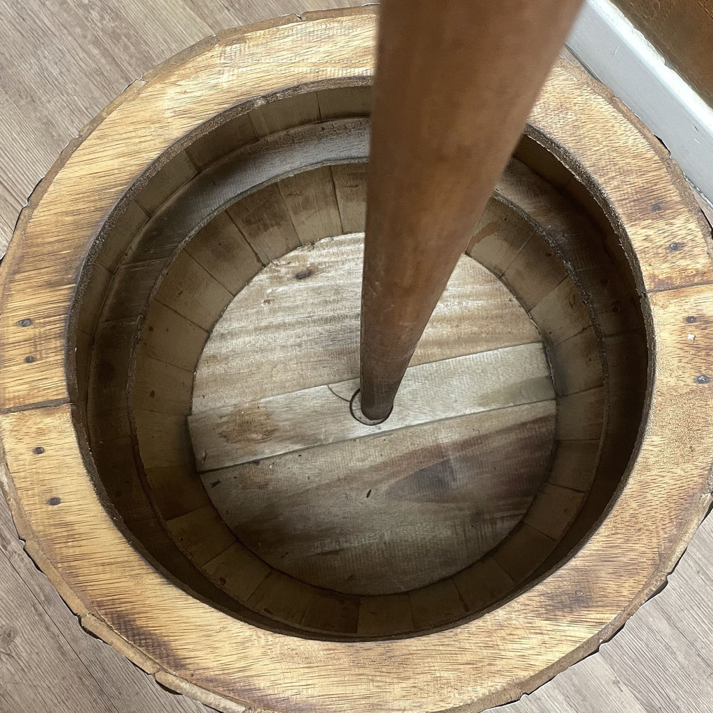 Beer Barrel Table & Parasol Stand - Natural, 60x48.5cm