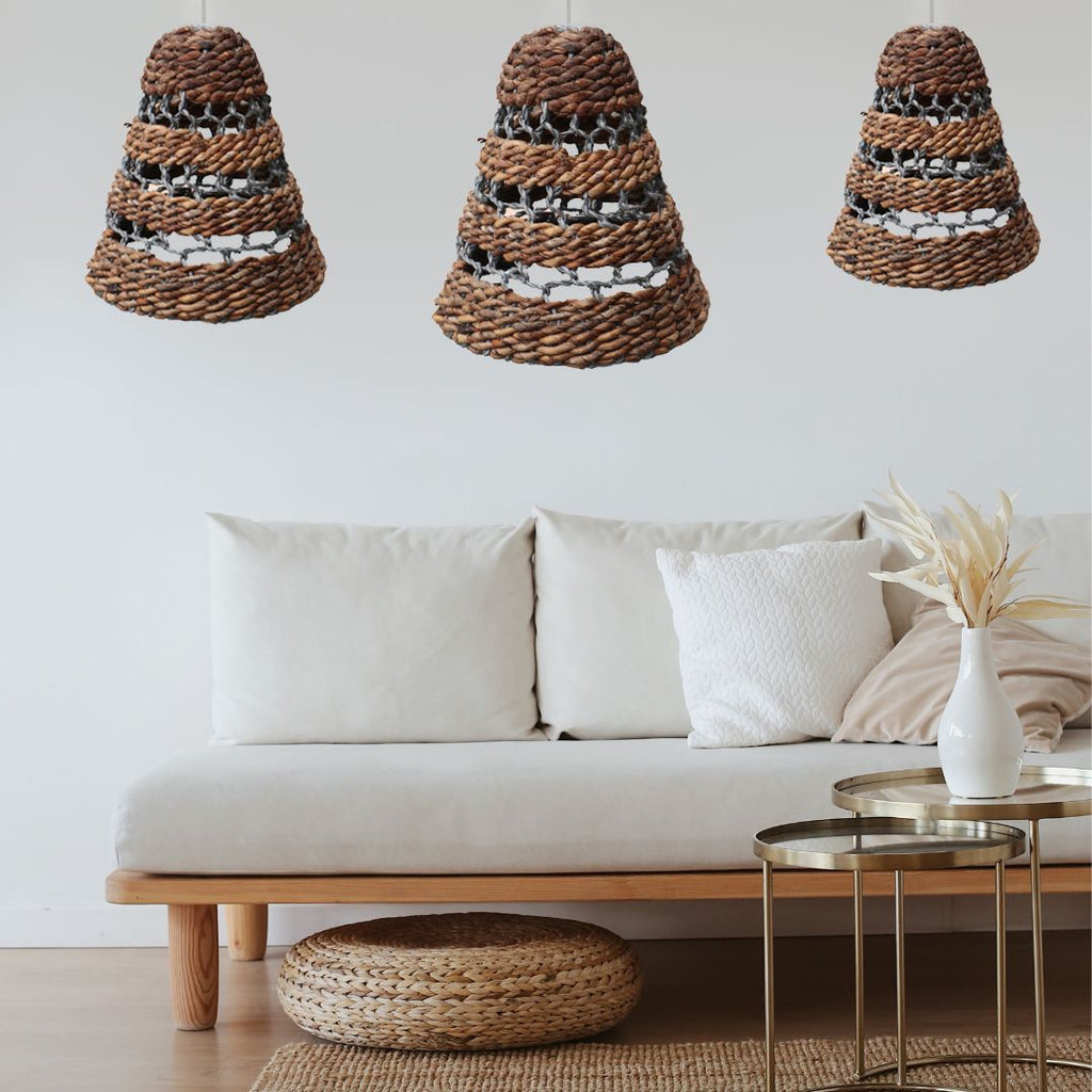 Banana Leaf & Black Raffia Lamp Shades, Set of 3 – view 3