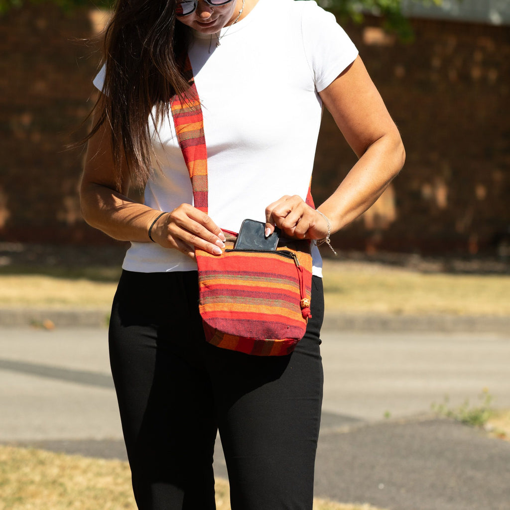 Nepal Sling Bag - Sunrise Orange Cotton – view 6