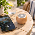 Wooden-Finish Mini Bluetooth Speaker, Mandala Grille