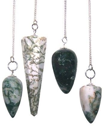 Tree Agate Gemstone Pendulum with Chain