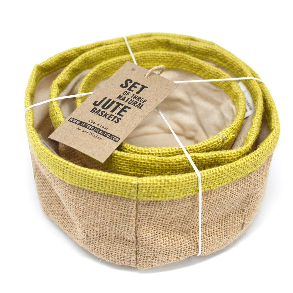 Set of 3 Natural Jute Baskets - Olive – view 2