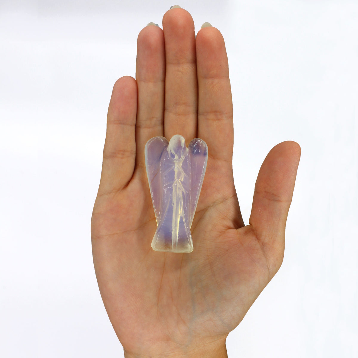 Hand Carved Opalite Gemstone Angel Figure – view 3