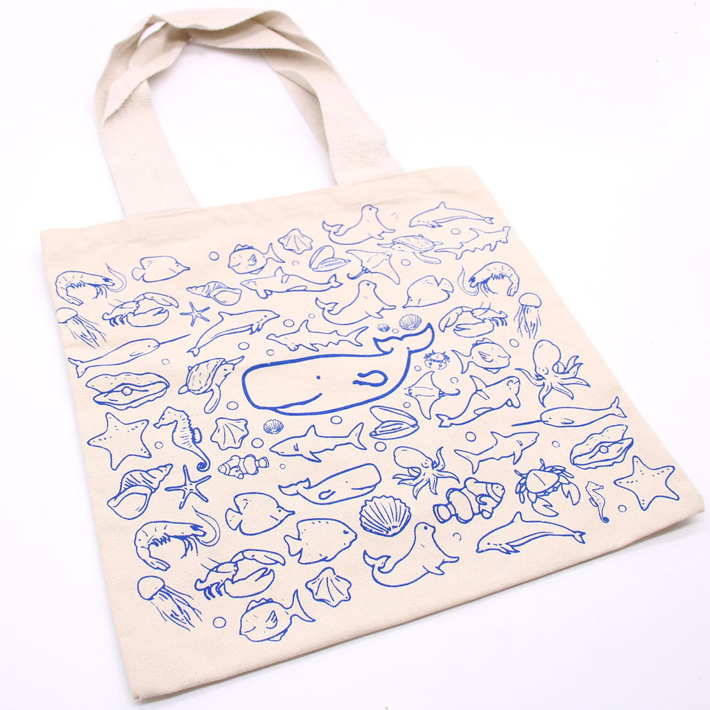 Big Cotton Shopping Bag 38x42cm Sea Life Print – view 7