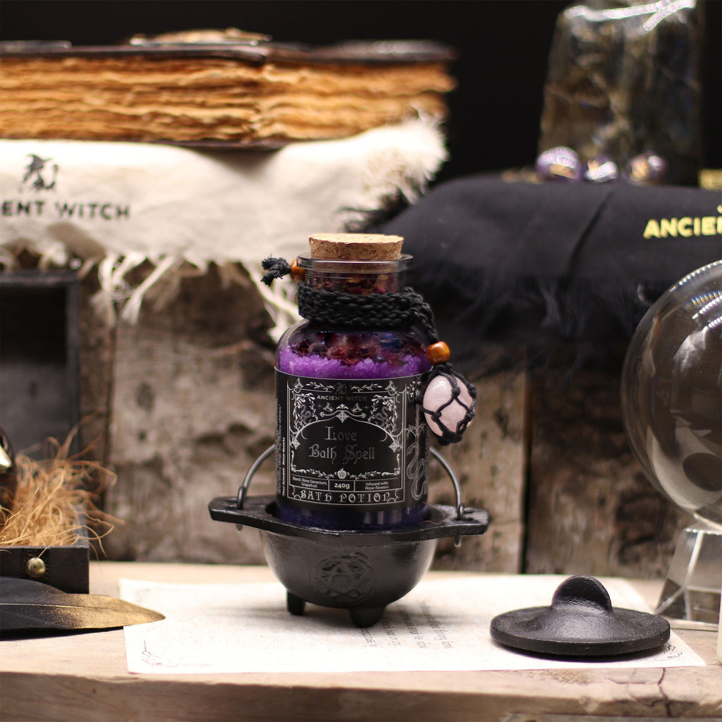 Ancient Witch Bath Spell Potion & Rose Quartz Crystal Amulet - Love – view 8