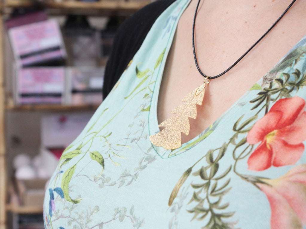 Festive Fir Real Leaf Necklace - Silver