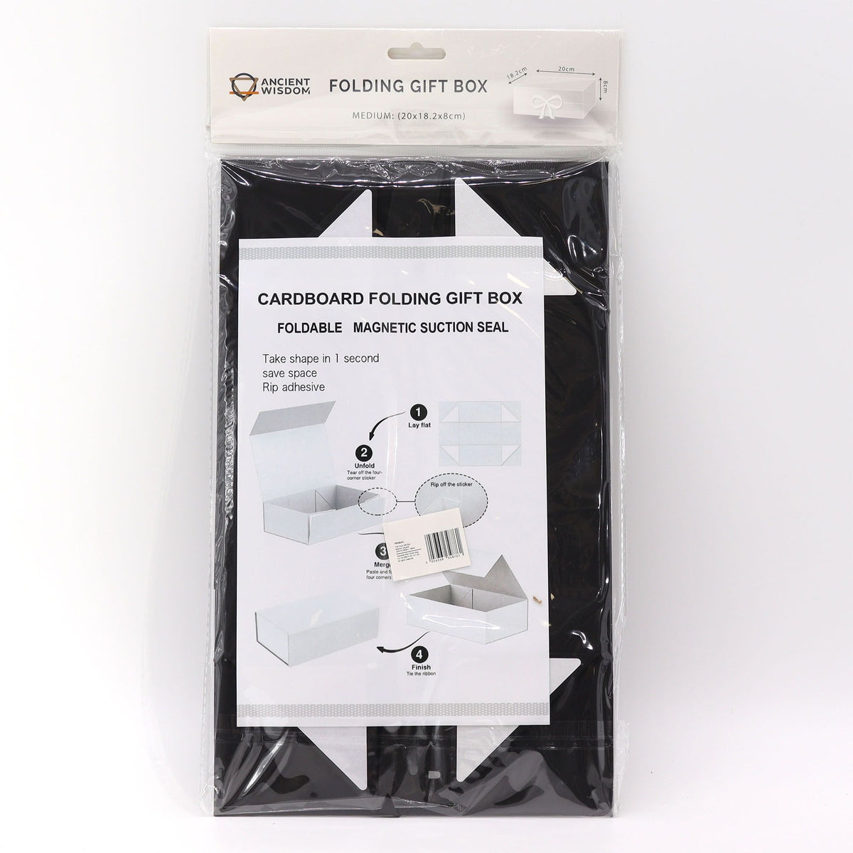 Flat Pack Gift Box Medium Square 20x18.2x8cm Black – view 2