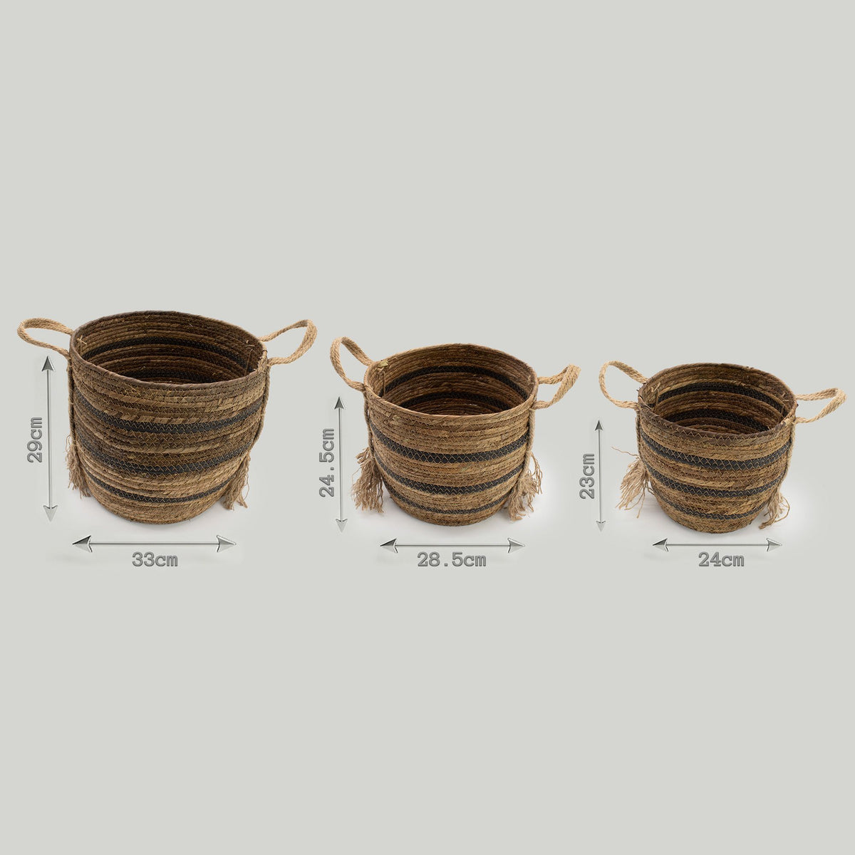 Seagrass Storage Baskets, Natural Brown, Set of 3 – view 4