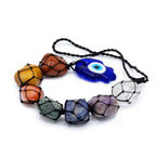 Seven Chakra Hanging Pendant with Hamsa and Evil Eye – view 2