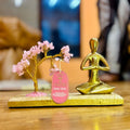 Rose Quartz Gemstone Yoga Garden - Namaste Pose Tilted Tree