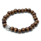 Brown Wood Beads Bracelet with Buddha Charm – view 4