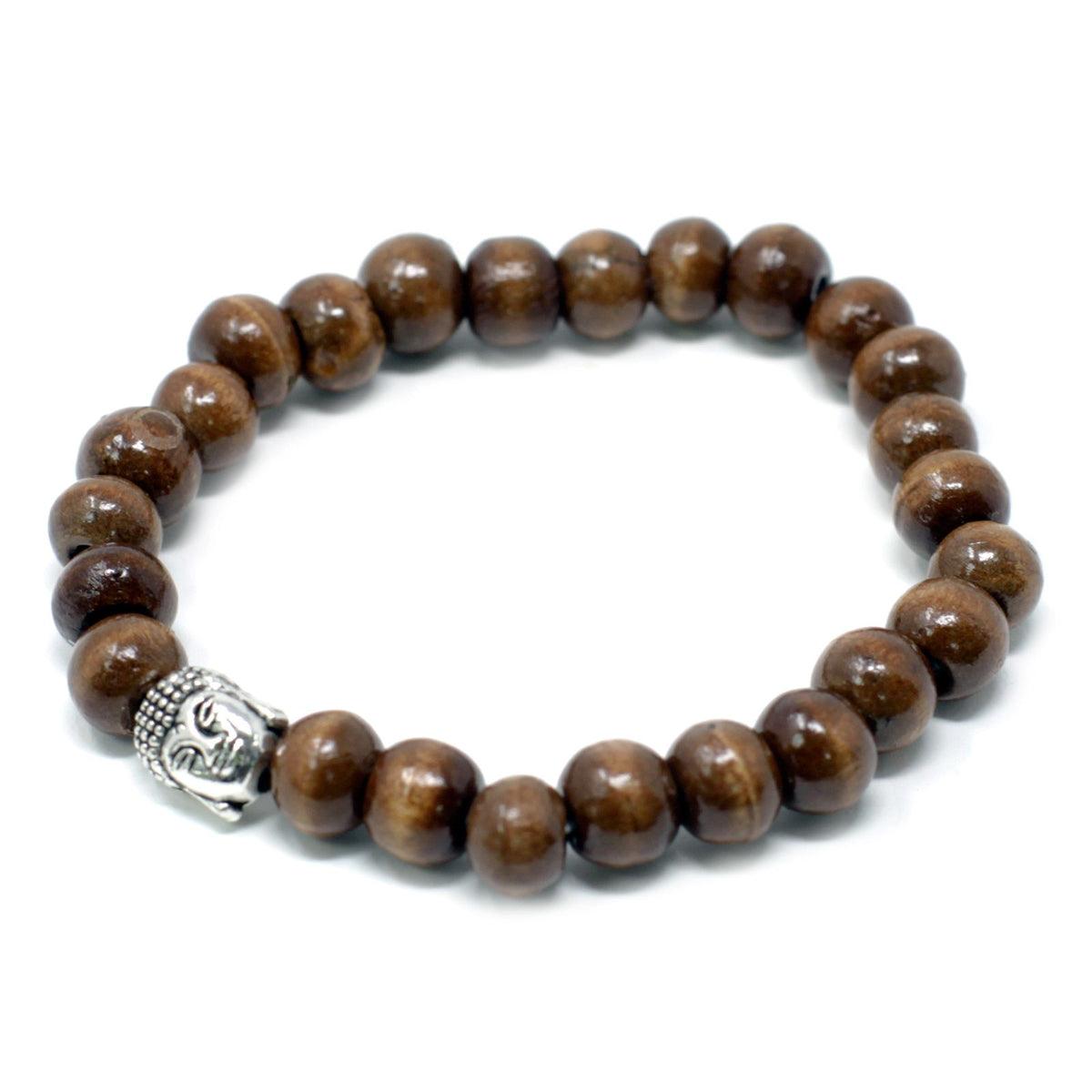 Brown Wood Beads Bracelet with Buddha Charm – view 4