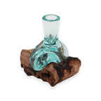 Molten Glass Small Flower Vase on Wood – view 3