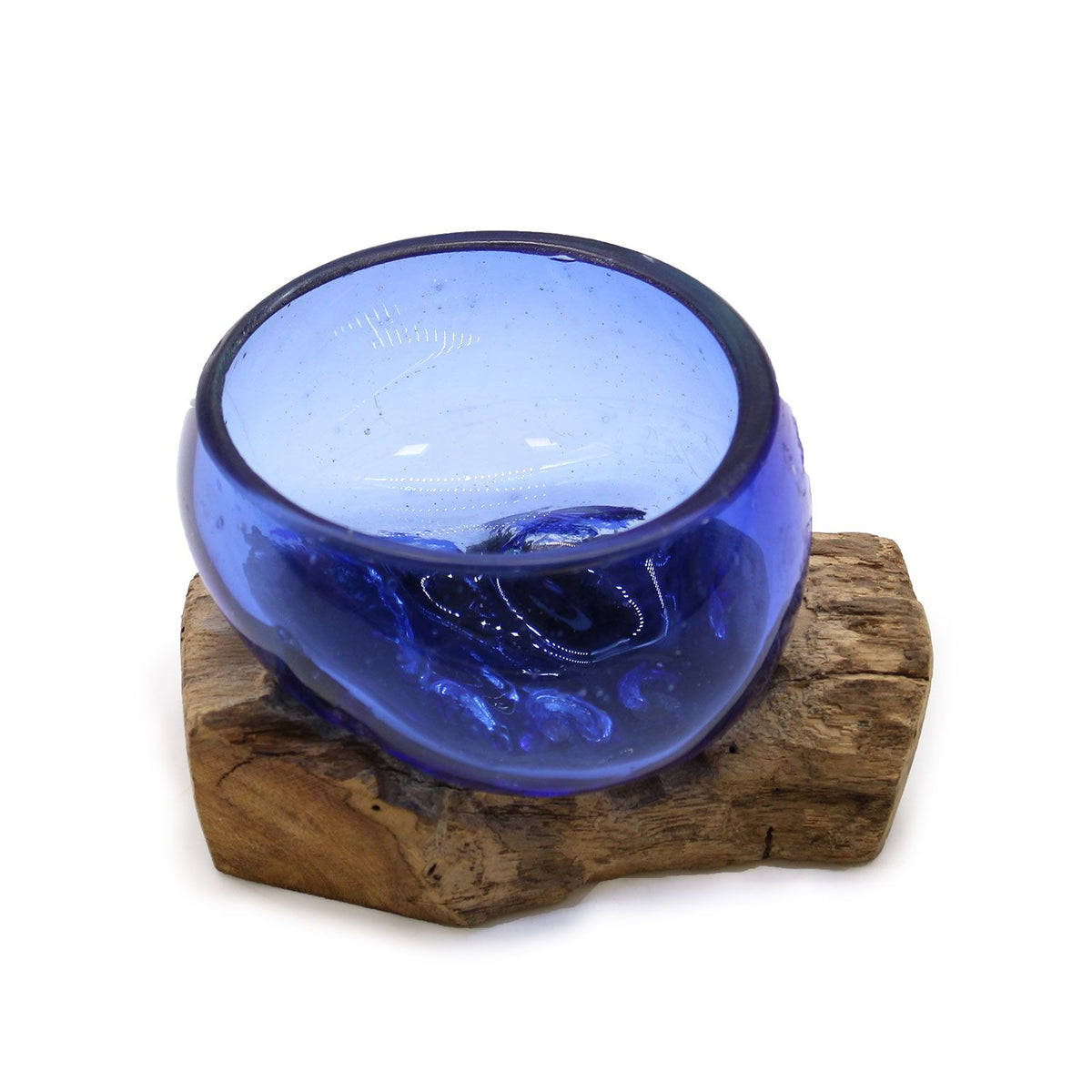 Molten Glass Mini Blue Bowl on Wood – view 7