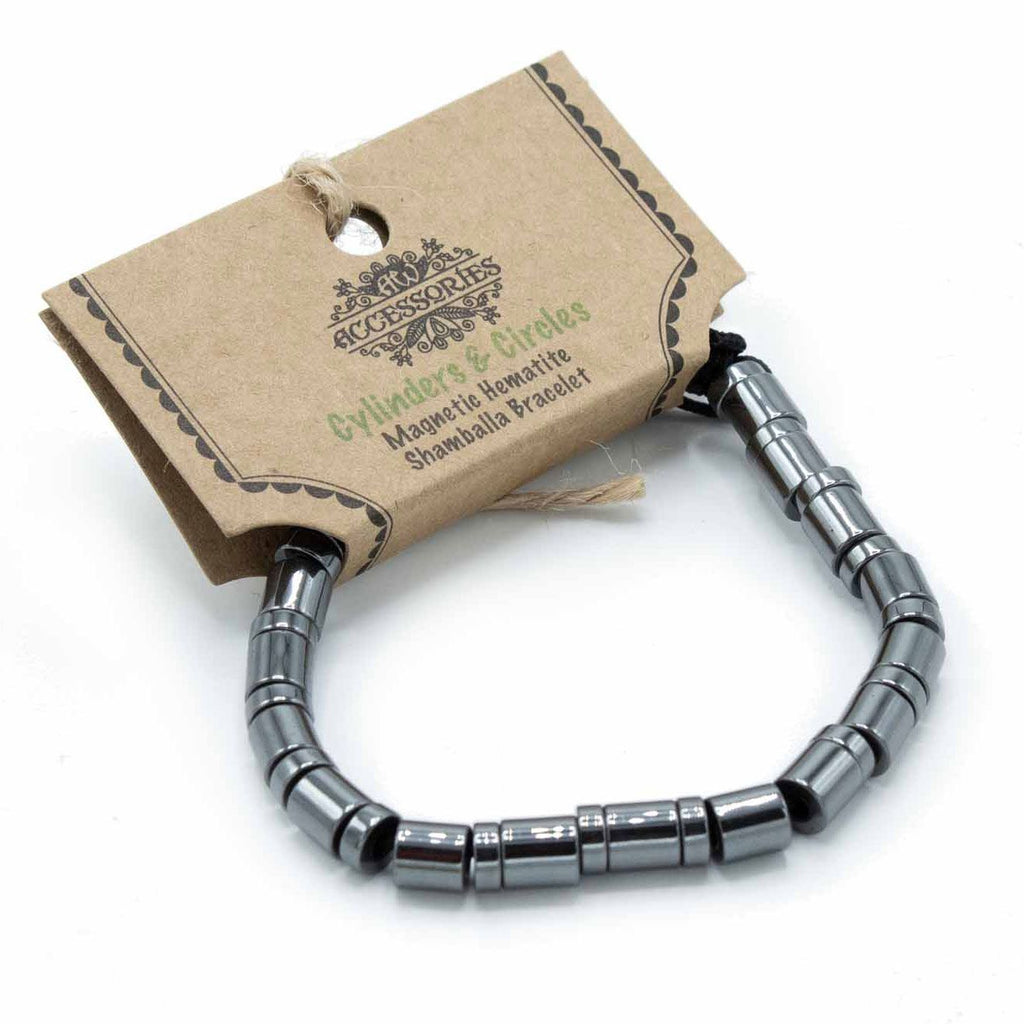 Magnetic Hematite Shamballa Bracelet - Cylinders & Circles – view 2