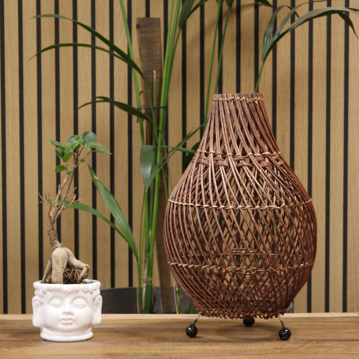 Rattan Table Lamp - Dark Brown – view 6