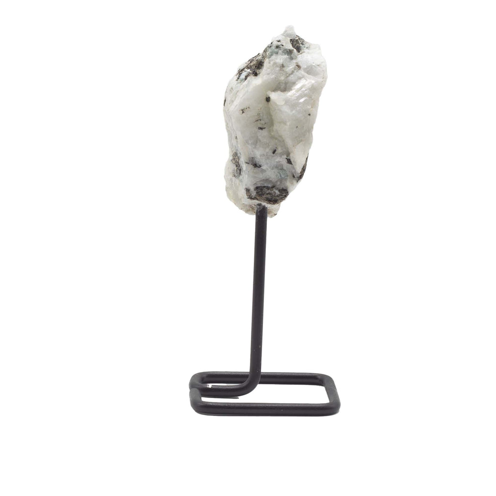 Rainbow Moonstone Mineral Specimen on Metal Stand – view 4