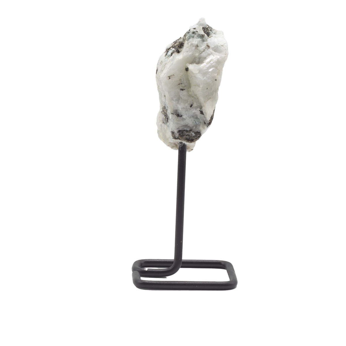Rainbow Moonstone Mineral Specimen on Metal Stand – view 4