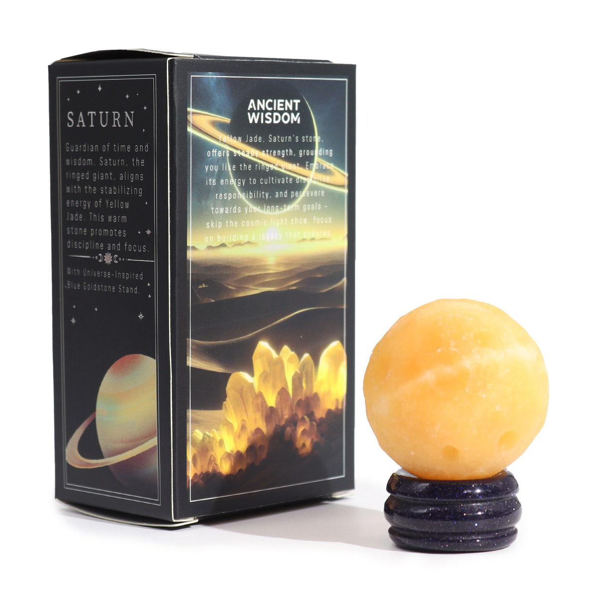 Yellow Jade Planet on Goldstone Stand - 40mm – view 3
