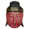 Hand Carved Buddha Head Wall Decor, 25 cm, Red Shine
