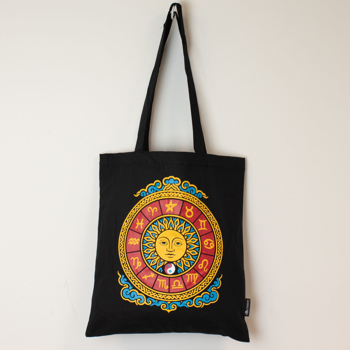 Zodiac Sun Cotton Tote Bag - Black – view 3