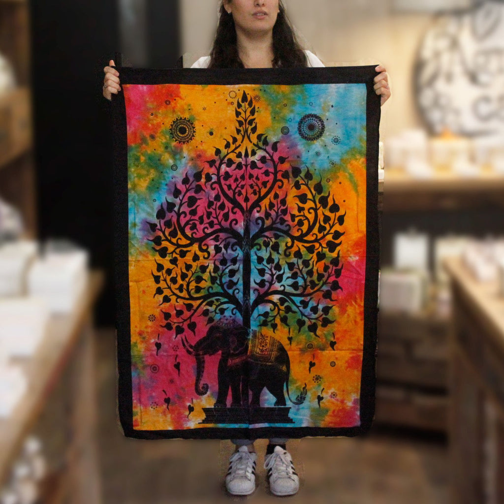 Cotton Wall Art (78x112cm) - Elephant Tree