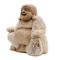 Hand Carved Happy Buddha Statue, Whitewash, 30cm