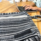 Soft Cotton Laptop Bag - Grey Stripes – view 4
