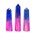 Aurora Crystal Quartz Obelisk, Pink & Blue, approx 9cm