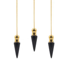 Secret Cavity Pendulum - Black Agate, Gold Plated