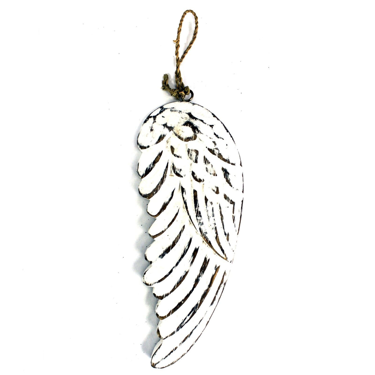 Small Hand Carved Angel Wing Wall Decor, 18 cm