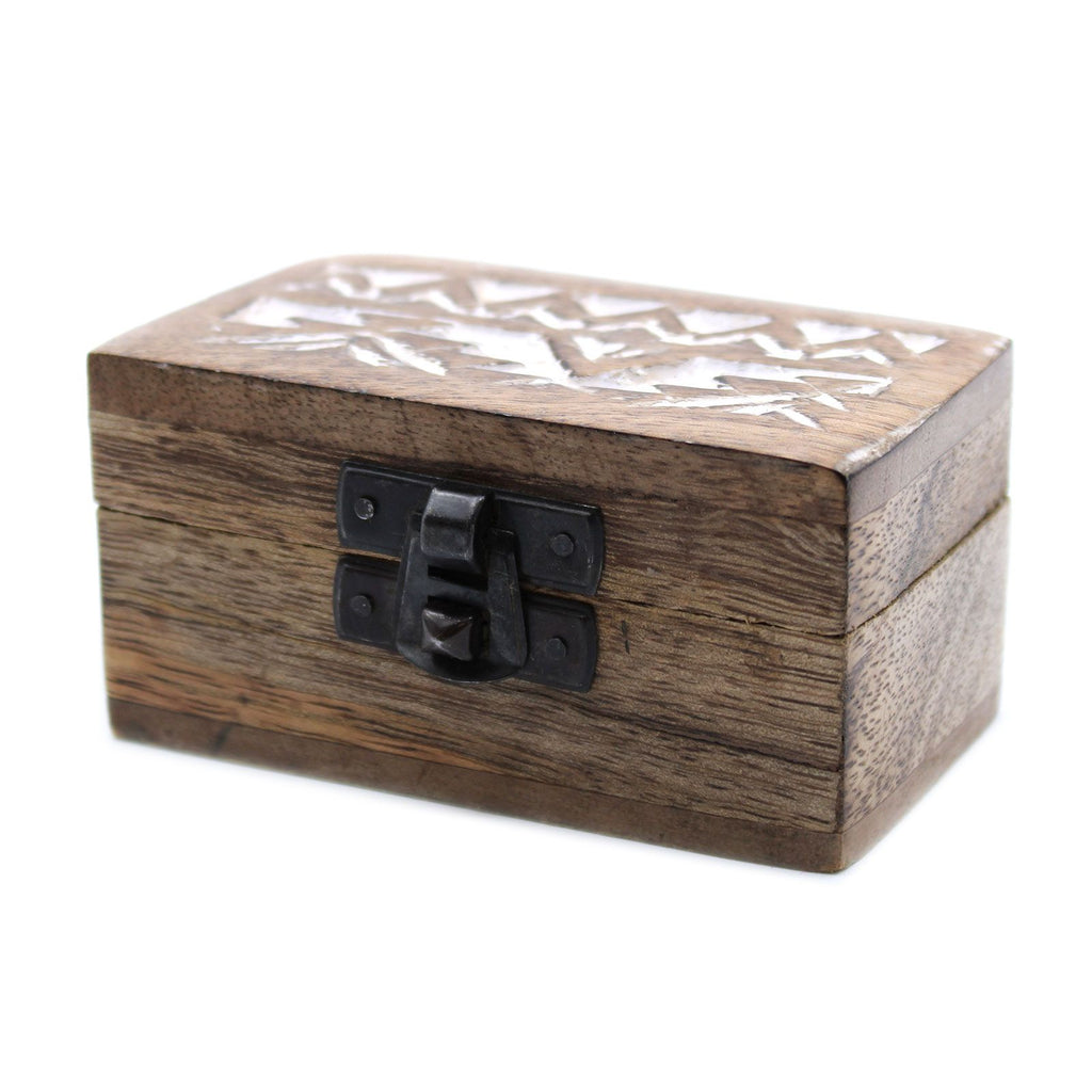 White Wash Mango Wood Pill Box, Slavic Design – view 2