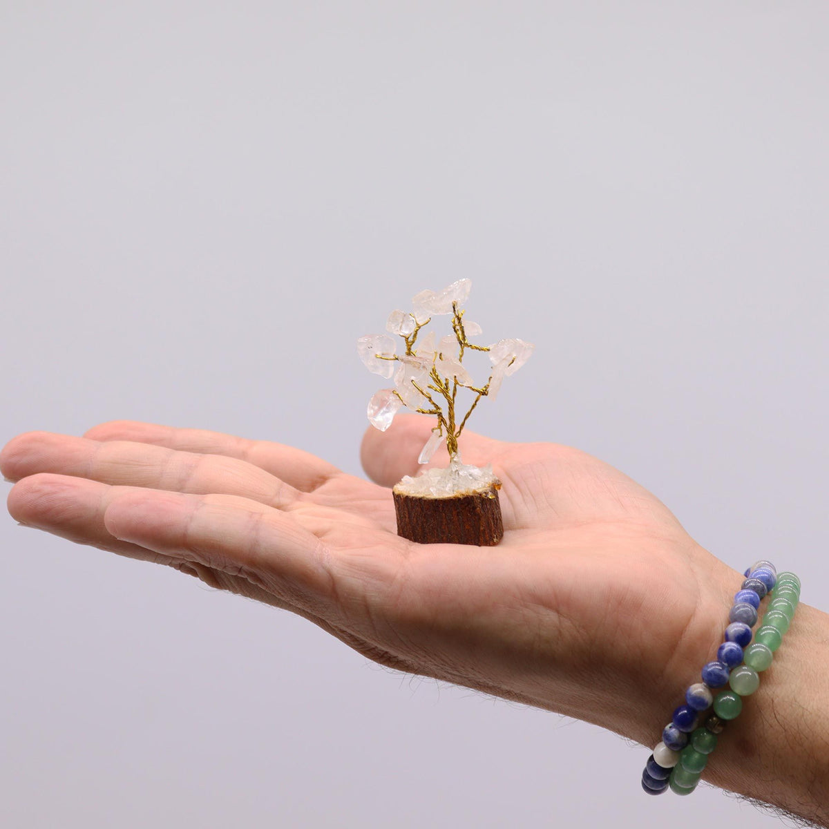 Rock Quartz Mini Gemstone Tree on Wood Base, 15 Stones – view 4