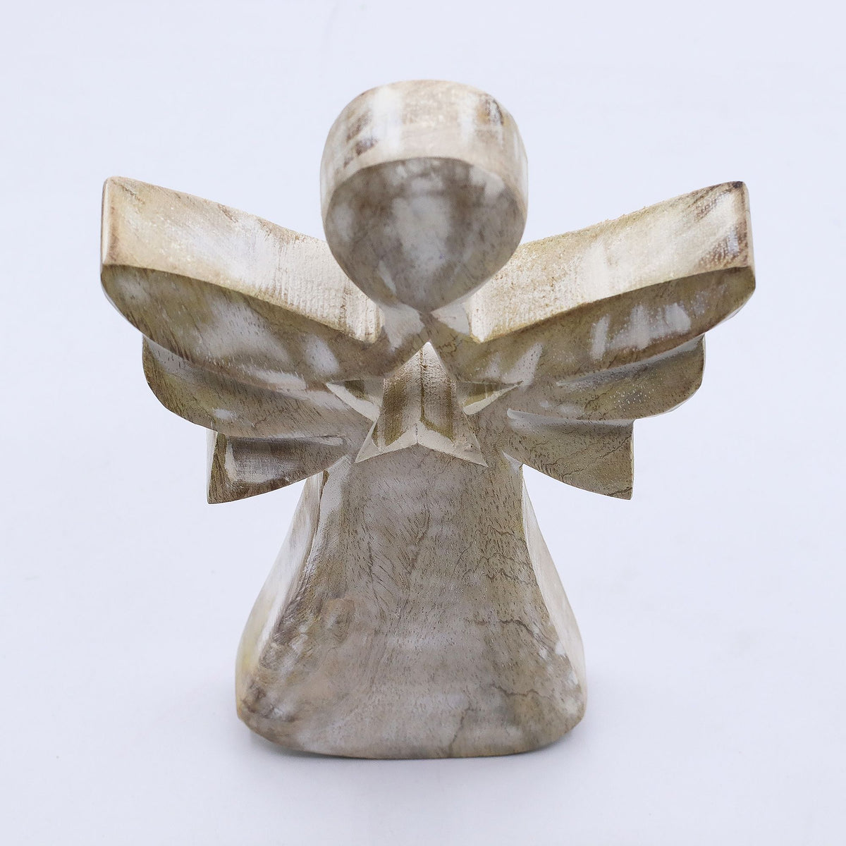 Mango Wood Angel - Whitewash, Star Cut-Out – view 3