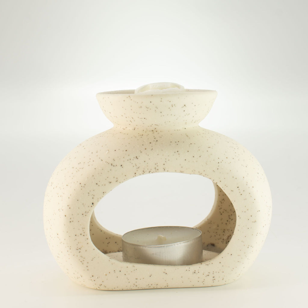 Ceramic Zen Oil Burner - Oval Pebble - Speckled Off-White – view 3