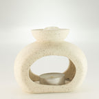 Ceramic Zen Oil Burner - Oval Pebble - Speckled Off-White – view 3