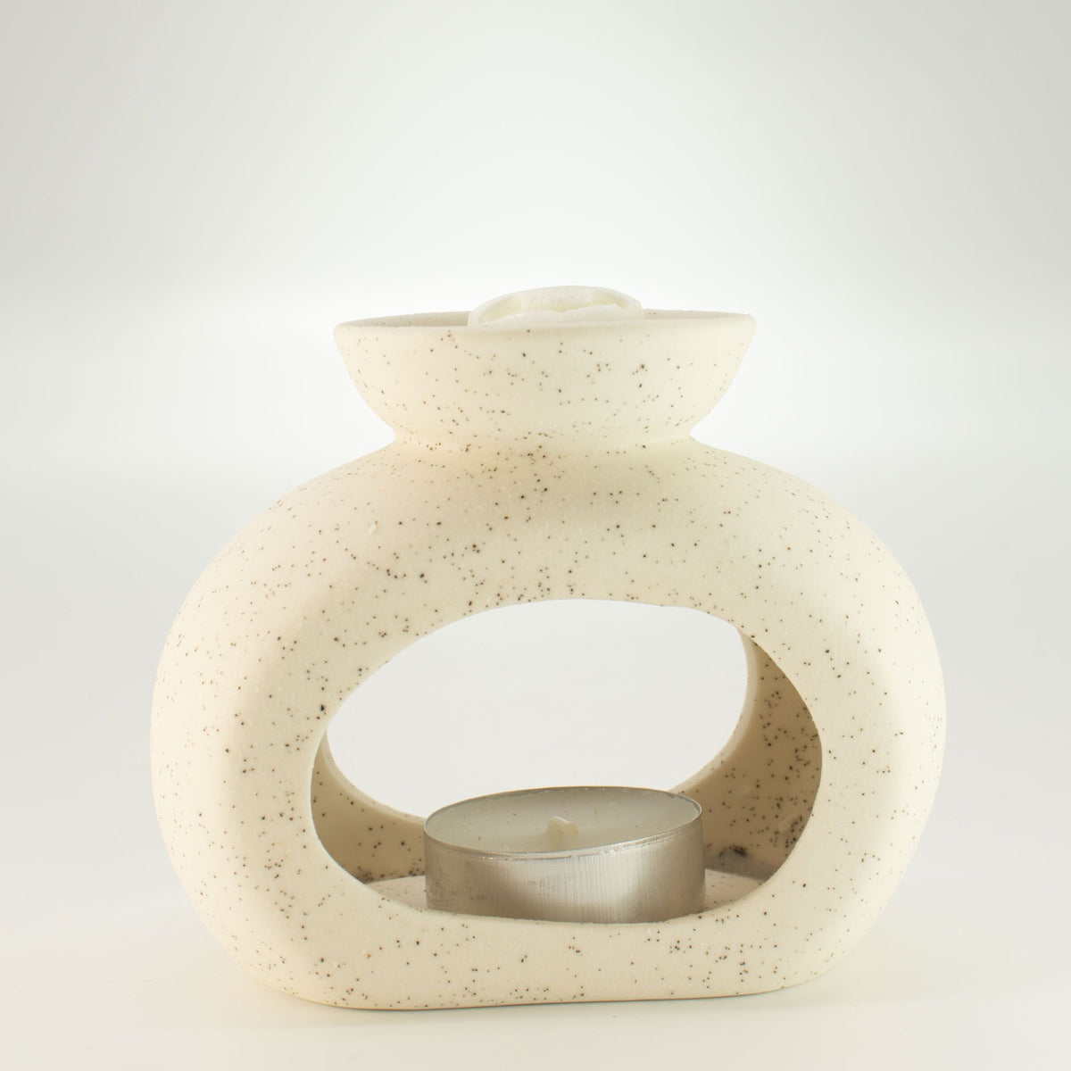 Ceramic Zen Oil Burner - Oval Pebble - Speckled Off-White – view 3