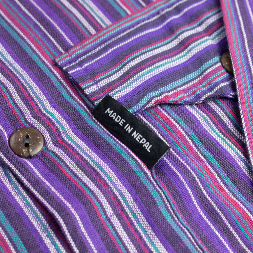 Nomad Sari Grandad Shirt - Black Purple - Large – view 2