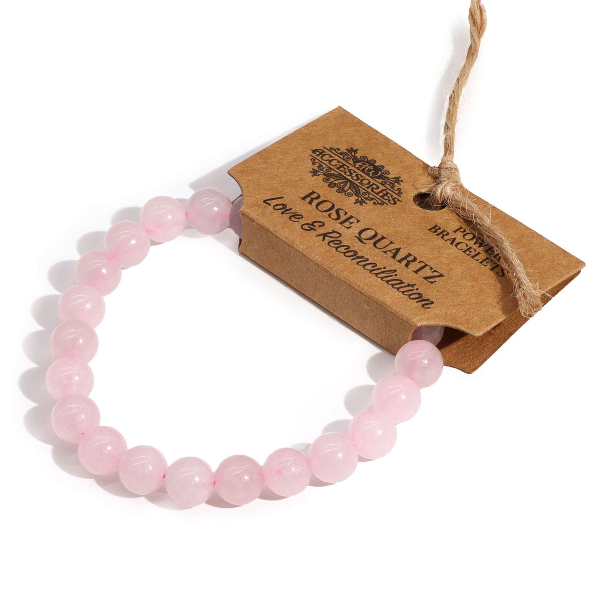 Power Bracelet - Rose Quartz Beads 8mm – view 2