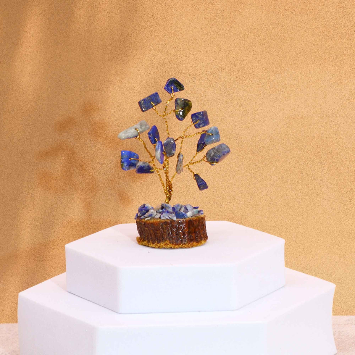 Sodalite Mini Gemstone Tree on Wood Base, 15 Stones – view 2