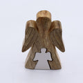 Mango Wood Angel in Angel, White Enamel, 15x3cm