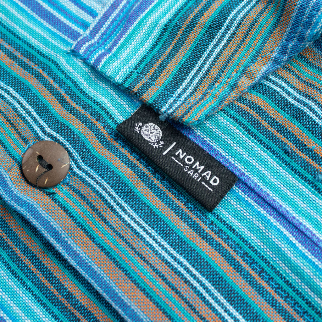Nomad Sari Grandad Shirt - Turquoise - XL – view 9