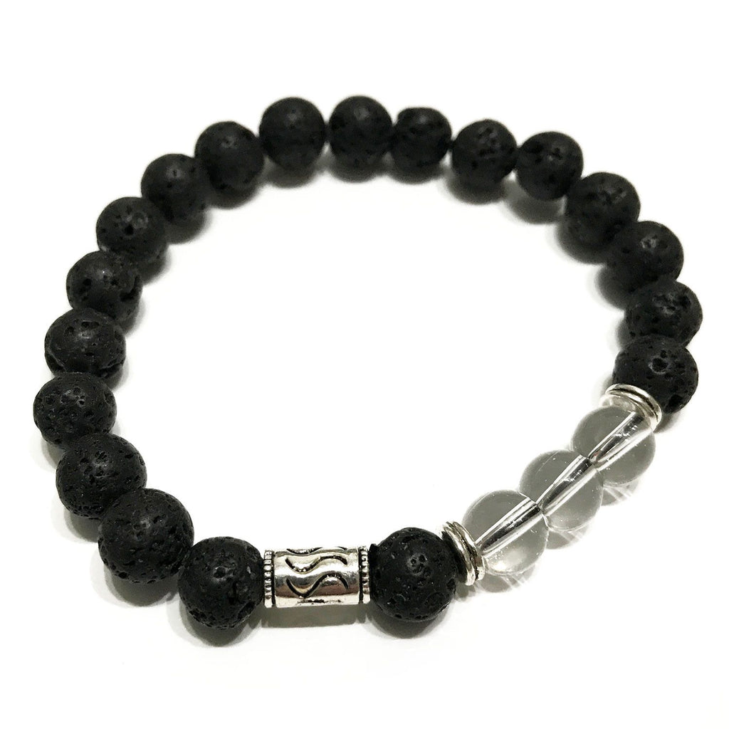 Lava Stone Bracelet with Tribal Charm and Rock Quartz – view 4