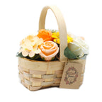 Medium Soap Flower Bouquet in Wicker Basket - Orange – view 2